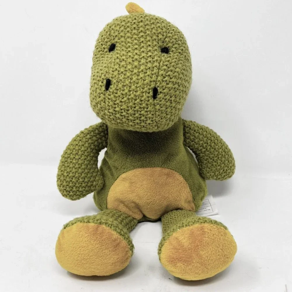 Wild Baby Waffle Knit Dinosaur Green Gold Plush 12